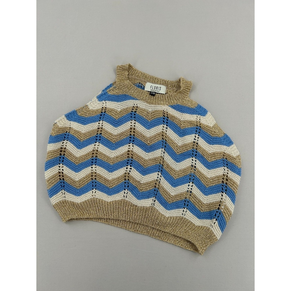 Women's Floris Chevron knit halter top blue white